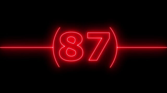Neon bright glowing countdown timer from 95 to 0 seconds. Neon glowing countdown timer 95 second animation .Neon Countdown on black background. Neon bright glowing countdown timer