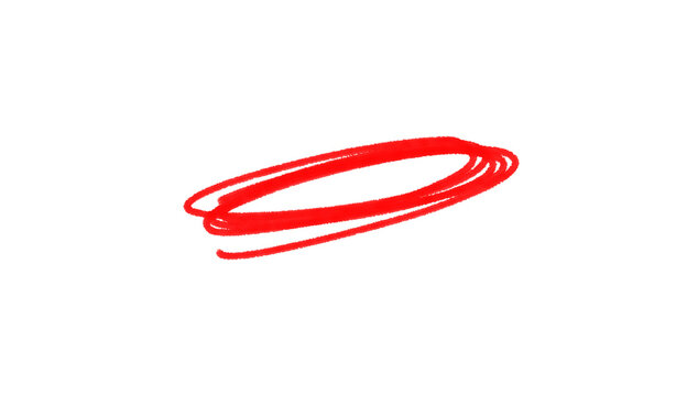 Red handdrawn scribble circle isolated on transparent background