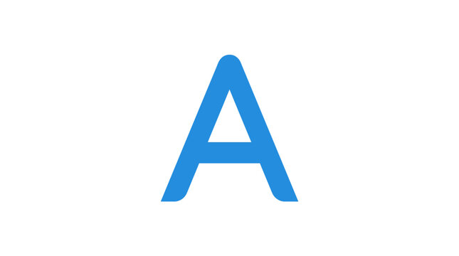 Large blue letter A symbol.