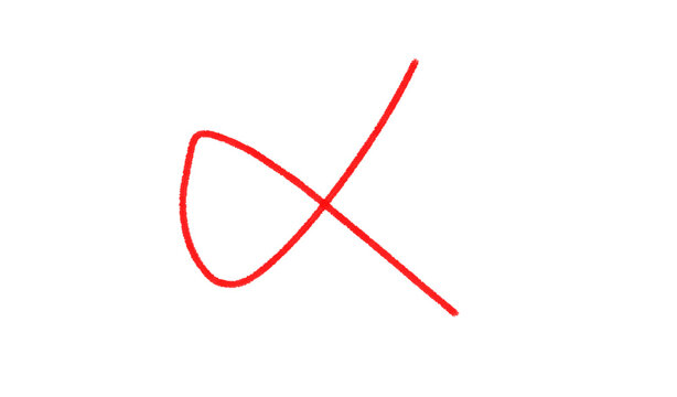 Handdrawn red alpha symbol isolated on transparent background