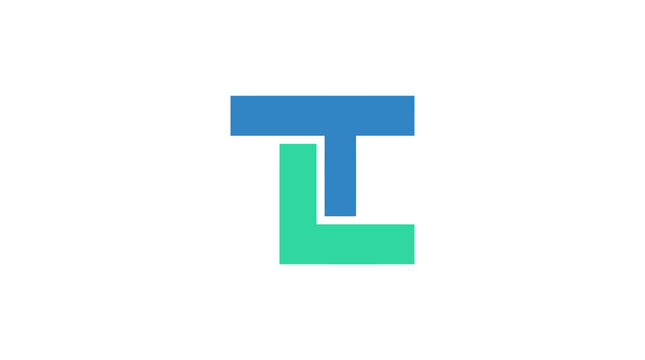 Blue and green letter T logo.