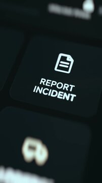 Report Incident Button With Document Icon on Dark Screen