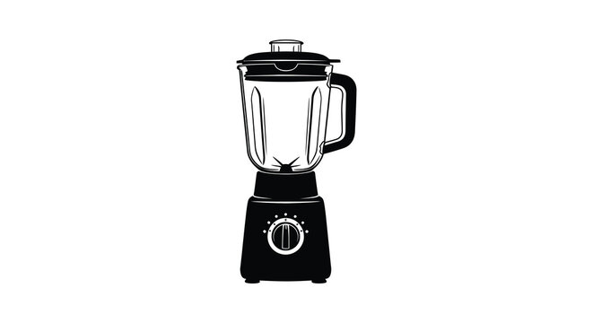 Electric blender appliance in black silhouette against a white background kitchen