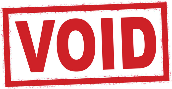 Red void stamp text symbol