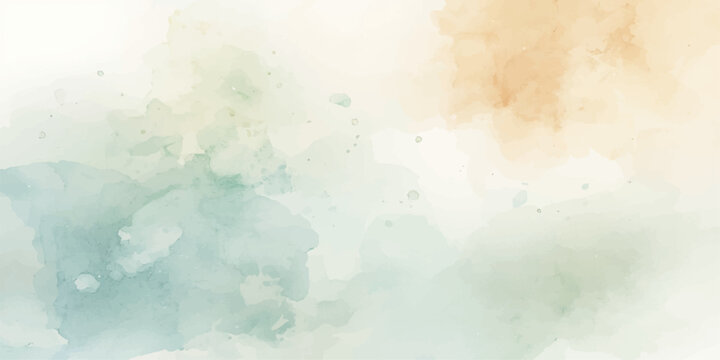 Abstract Blue Watercolor Background with Hand Painted Sky, Cloud Texture, Vintage Paper Grunge, Soft Fog, Misty Nature Colors and Retro Artistic Design