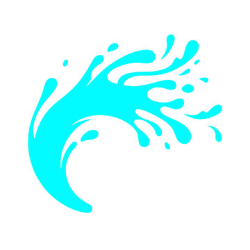 Abstract cyan blue water splash wave vector illustration isolated on a white background