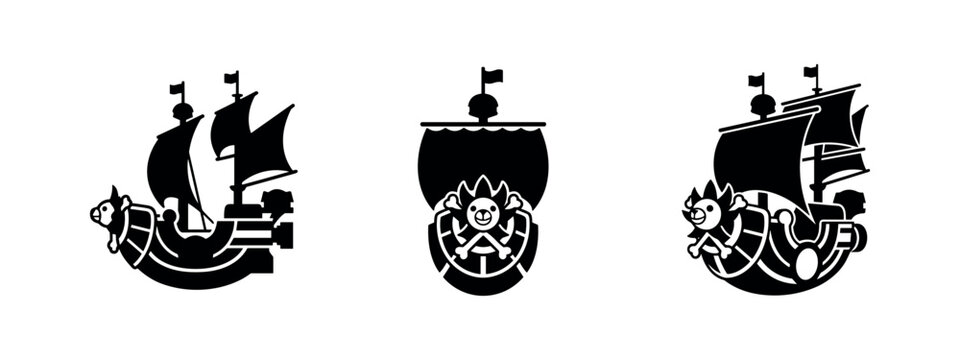 Iconic pirate ship silhouettes from popular anime and manga