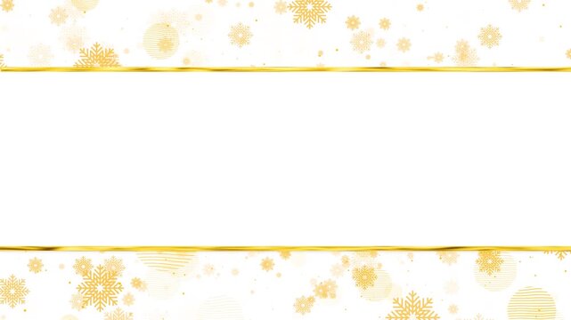 White winter card background golden snowflake border, clean blank center, elegant festive style. Christmas greetings, invitation videos, holiday titles, event promos, seasonal cards, motion templates.