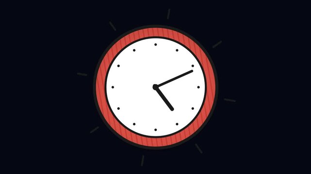 Simple watch. Minimalist analog clock illustration with orange frame on dark background
