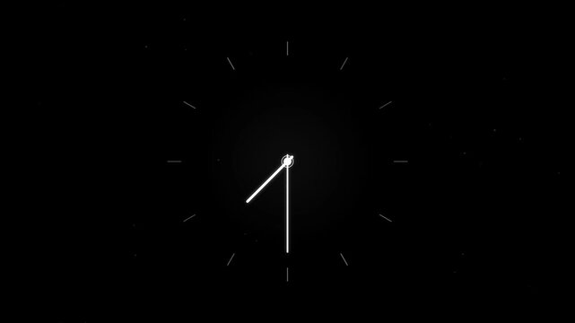 Simple watch. Minimalist white analog clock face on black background