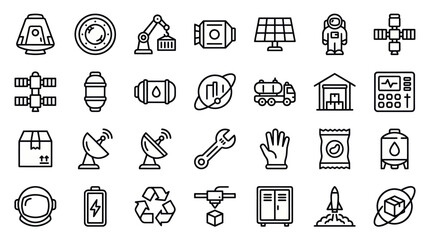 Space exploration and technology icon set. © muhammad