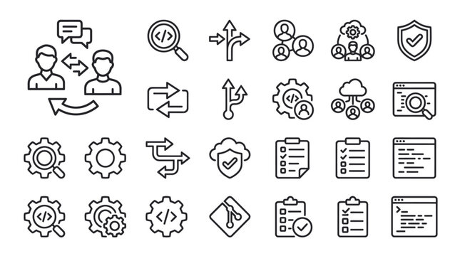 Software development and workflow management linear icons