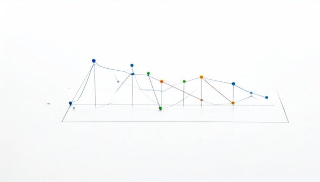 Abstract data network line chart with colorful nodes