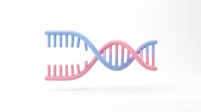 Genetic inheritance DNA strands 3D illustration on white background