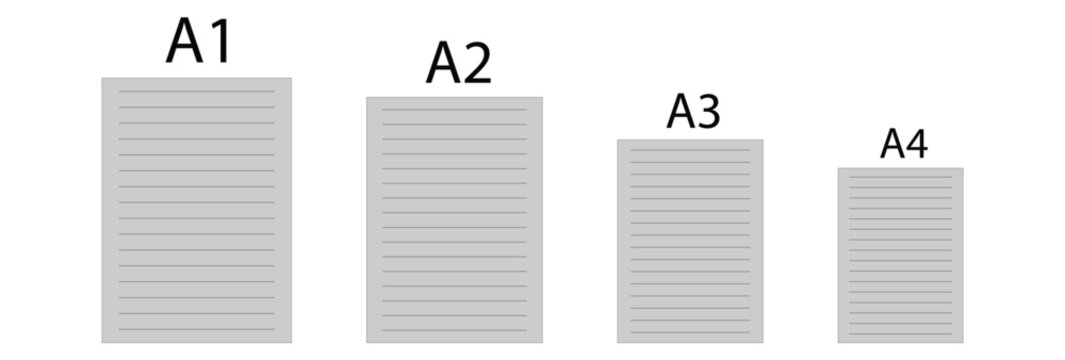 ISO Paper Size Chart A1 A2 A3 A4 Comparison and Document Format Guide Vector