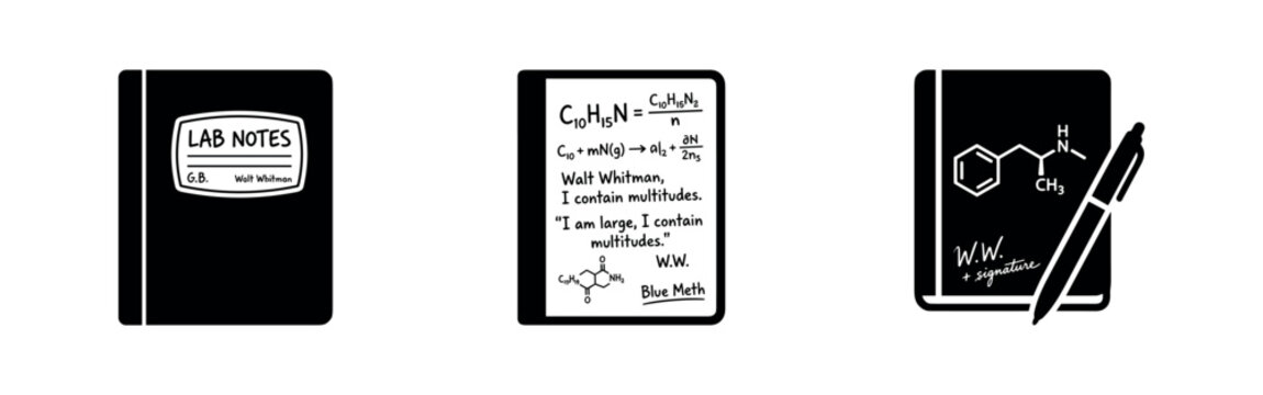 Lab Notes and Chemical Formulas Icons Set - Science and Pop Culture Reference
