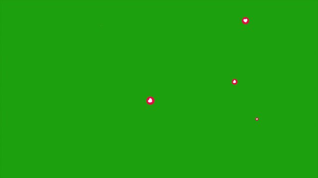 Heart Reaction Burst Animation, Floating Love Emojis Overlay, Social Media Love Explosion, Green Screen Chroma Key