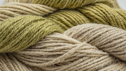 Fototapeta premium Green and Beige Yarn Skeins