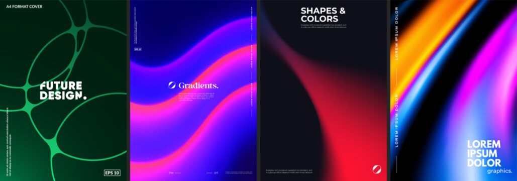 Futuristic posters collection with different abstract design.