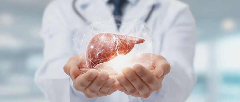 Doctor presents glowing human liver for healing