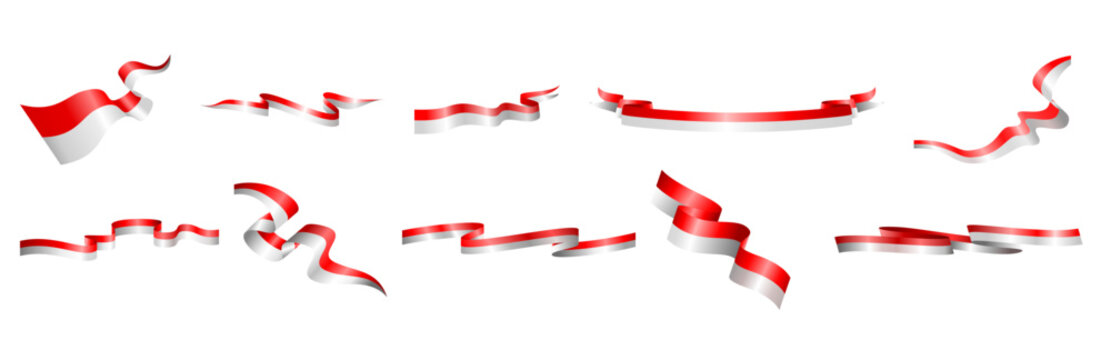 Indonesia Flag Wavy Red and White Banner Isolated Vector
