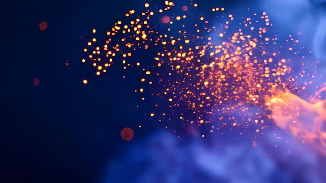 Flame shape transforms and dissolves into sparks in abstract display Generative AI