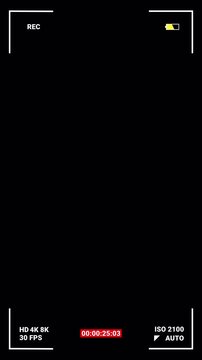 Vertical Camera Recorder Screen Overlay On Alpha Channel. 4k Video