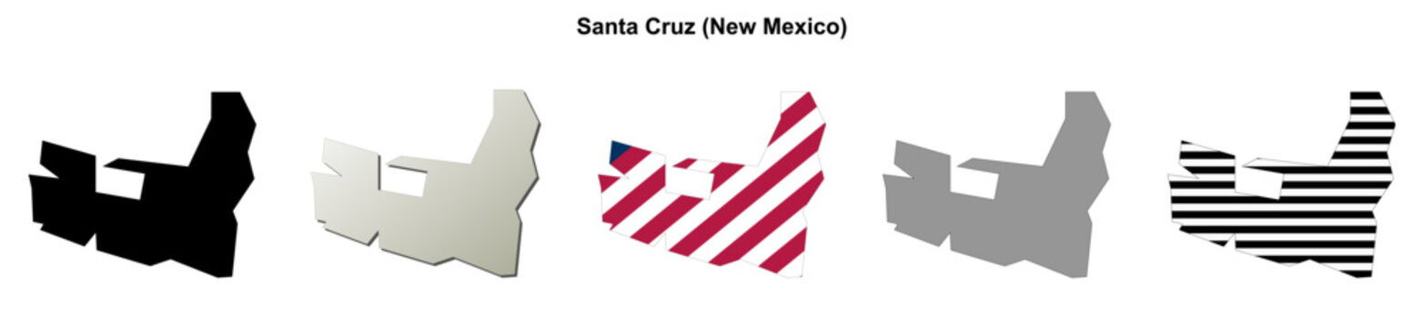 Santa Cruz (New Mexico) blank outline map set