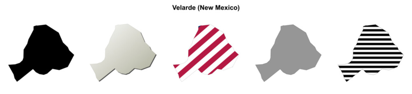 Velarde (New Mexico) blank outline map set