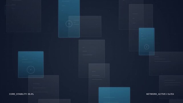 Abstract Digital Interface with Floating Data Windows and Network HUD