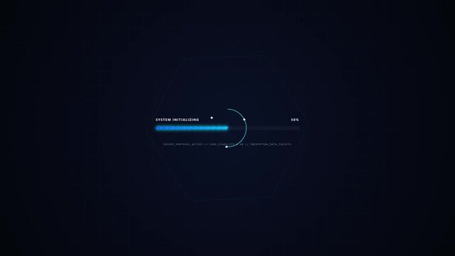 Digital System Initializing Interface with Loading Progress Bar Animation