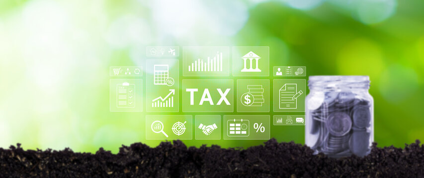 Online tax payment and financial planning concept. analyzing financial data and tax calculation to complete Individual income tax return, Government, state taxes, report. not ai