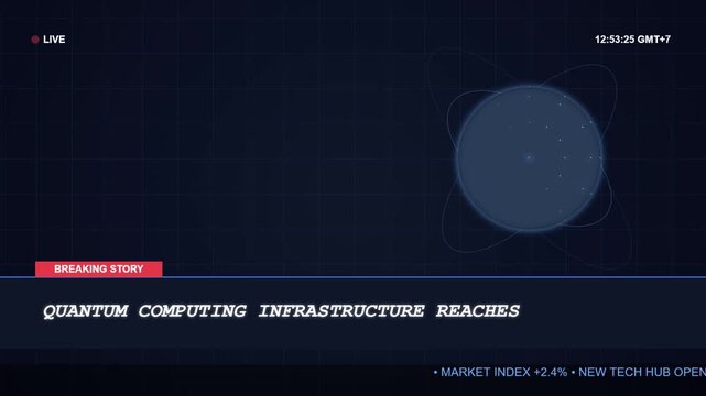 Digital animation of quantum computing infrastructure and global tech news