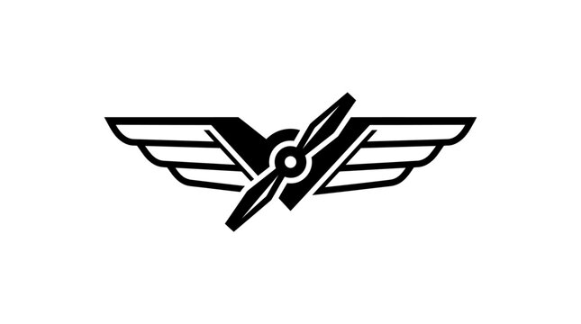Winged propeller logo design element.