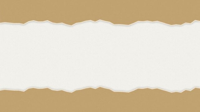Kraft brown paper tearing open to reveal a clean white surface underneath, stop motion style seamless loop with blank copy space for a message