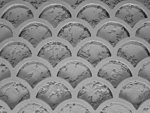 Each arch displays a distinct texture, with some uneven surfaces that add a tactile quality to the overall aesthetic. Unevenness creates an illusion of depth, making the pattern more visually engaging