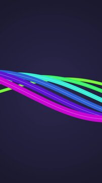 Colorful Wave Ribbons Flowing Across Dark Background