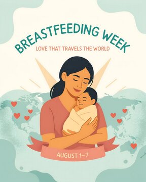 Mother breastfeeding baby illustration