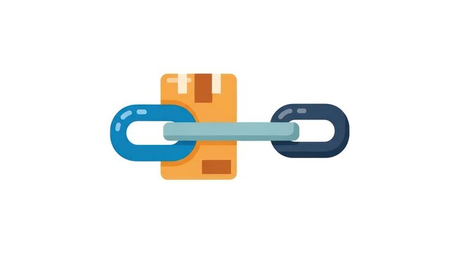 Secure shipping package icon with heavy duty chain link