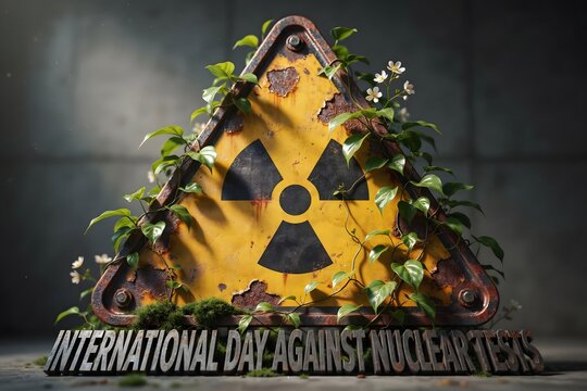 International day against nuclear tests symbol with radiation sign and nature