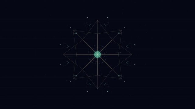 Golden Geometric Mandala Animation Rotating Against Dark Background