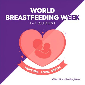 World breastfeeding week heart logo design