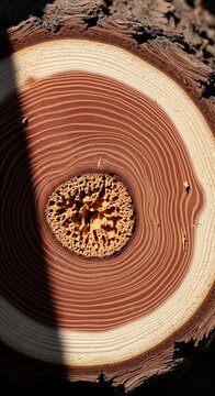 Cross Section of Tree Trunk with Annual Growth Rings