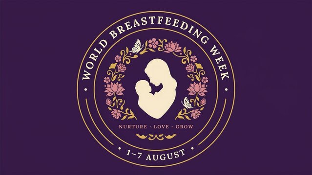 World breastfeeding week logo with baby icon