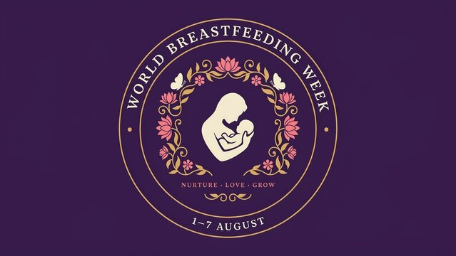 World breastfeeding week logo with baby silhouette