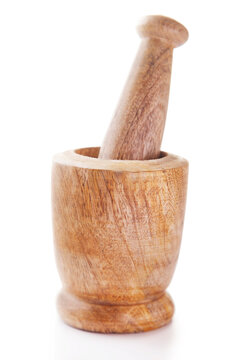 Wooden mortar and pestle