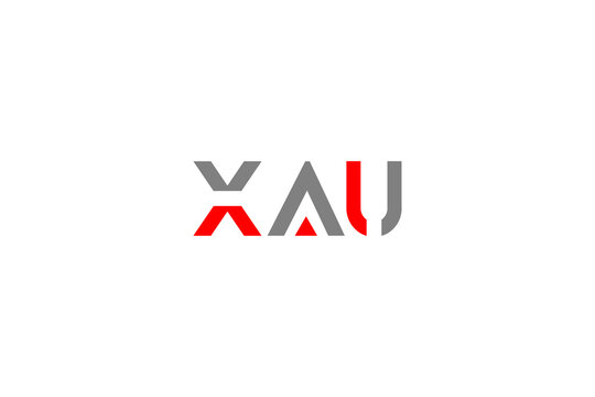 Minimalist AXU XAU Letter Logo Abstract Geometric Red Grey Monogram Initial Symbol Brand Identity