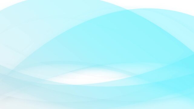 Soft aqua abstract wave background translucent curved layers, white highlights, and clean modern space. medical corporate presentations, spa promos, calm intros, wellness titles, and motion graphics.