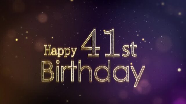 A beautiful banner to wish a Happy 41st Birthday, gold particles with congratulations