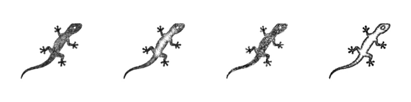 Black and white sketch lizard logo design set